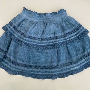 Katie J NYC Ashley stonewash skirt in blue